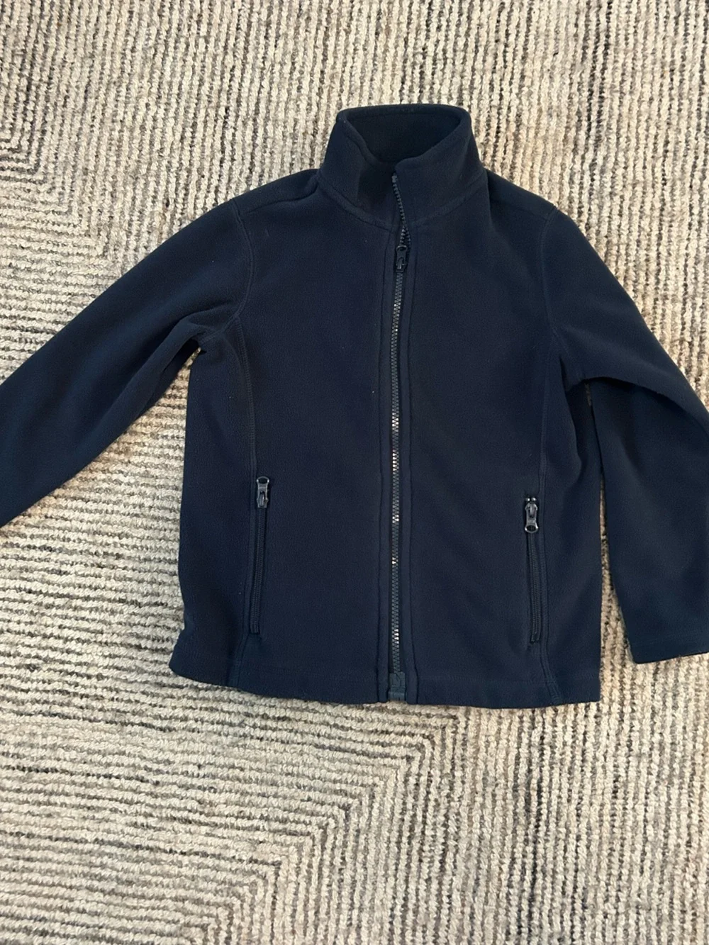 Lands End Kids Size 5/6 Navy Full-Zip Fleece Jacket Sweater